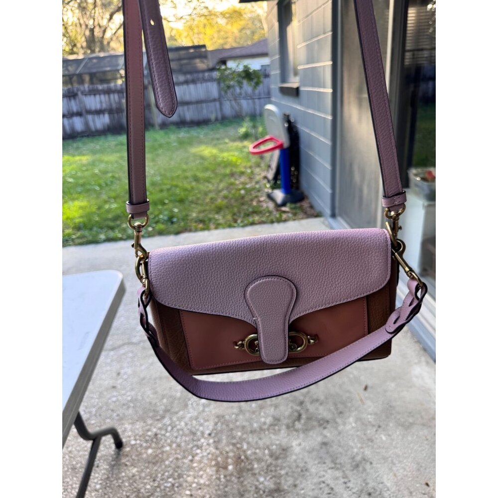 Coach Jade Shoulder Bag Women Pink Brown Colorblock Leather Horse Carriage 91070 - Picture 9 of 10